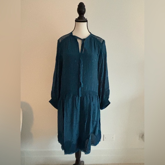 Zadig & Voltaire Deluxe Collection - Deep Blue Long Sleeve Silk Dress - Picture 1 of 6